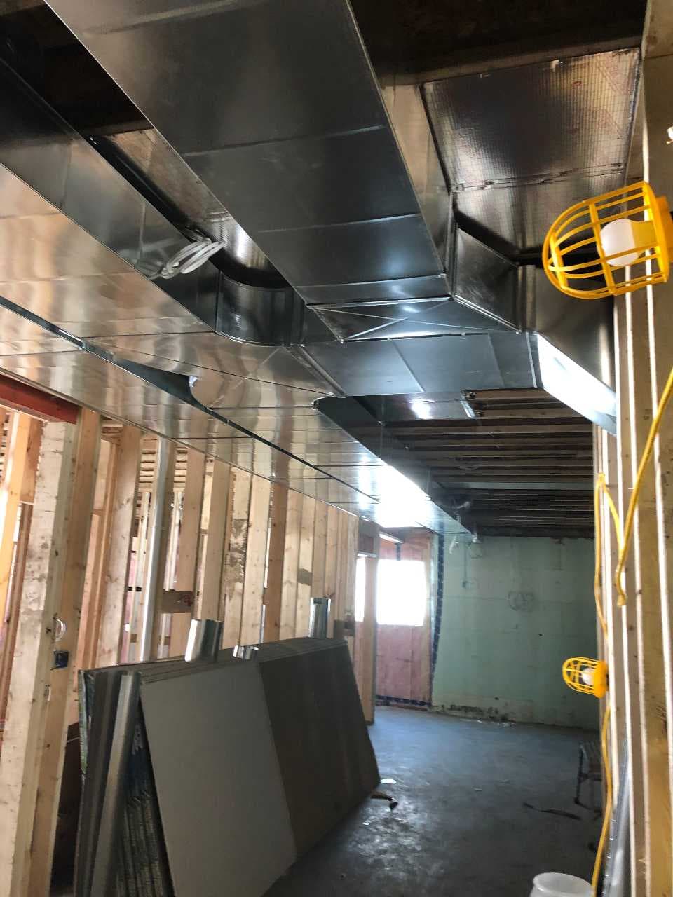 Custom galvanized sheet metal duct fabrication and installation